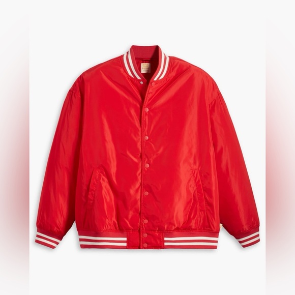 Levi’s Gold Tab Redwood Tech Baseball Jacket Women’s XL Oversized Red Bomber - Picture 3 of 11